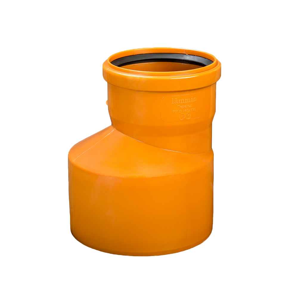 Переходник Lammin d160х110 мм пластиковый эксцентрический для наружной канализации