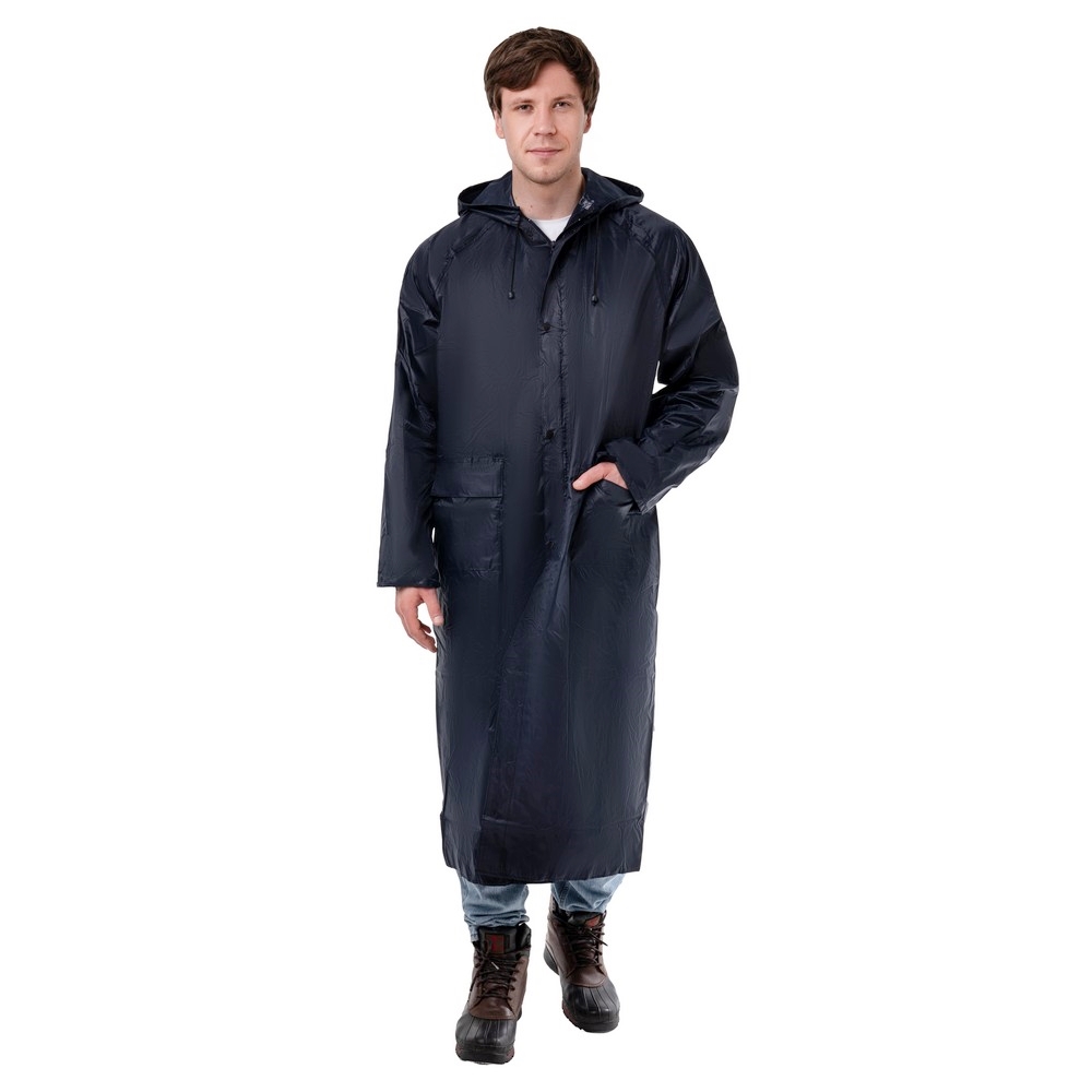 Плащ влагозащитный унисекс нейлон с ПВХ покрытием КМ (one size) рост 180-186 см синий