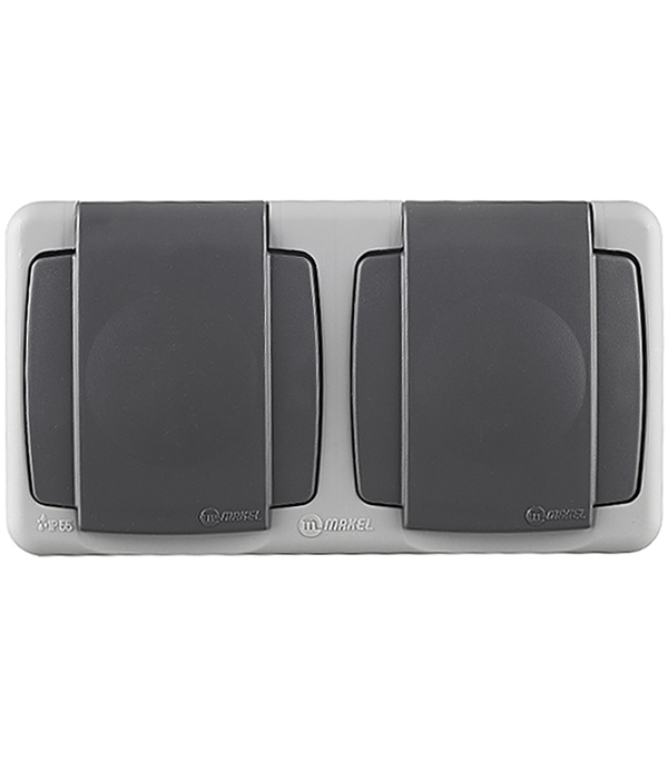 Розетка Makel накладная серая с крышкой (36064206)