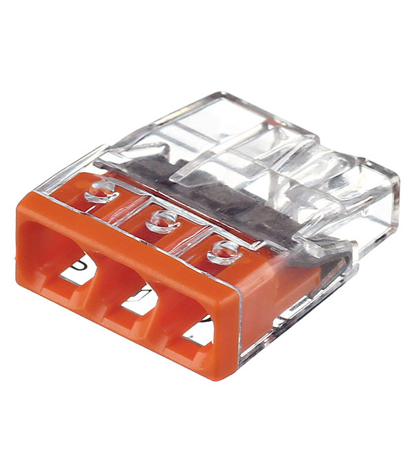 Клемма на 3 провода Wago 0,5-2,5 кв.мм самозажимная без пасты (100 шт.) (2273-203/2666)