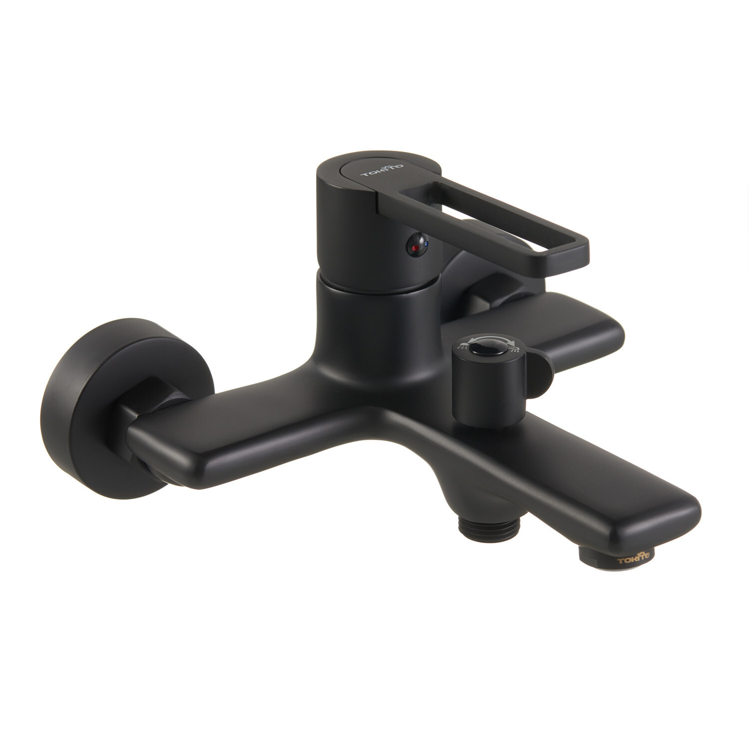 Смеситель для ванны Tokito Kudo черный однорычажный с коротким изливом с лейкой (TOK-KUD-1014)
