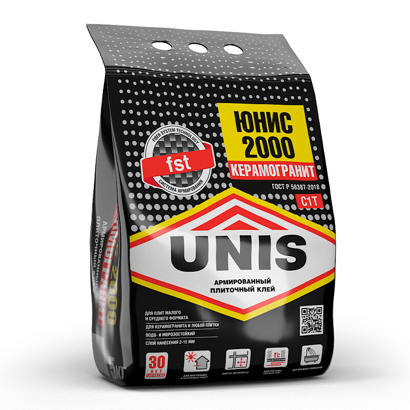 Клей для плитки/ керамогранита/ камня Unis 2000 класс С1 T 5 кг