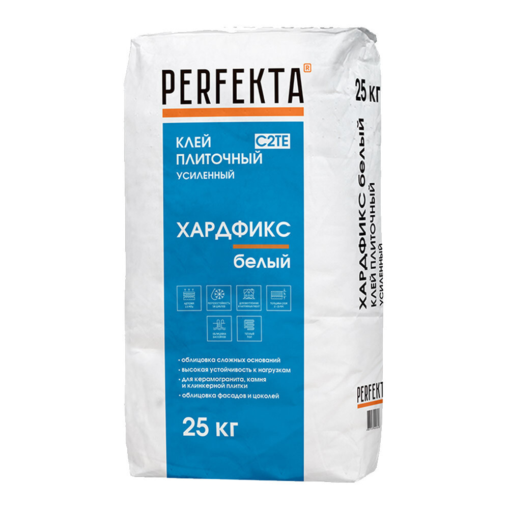 Клей для плитки/ керамогранита/ мозаики Perfekta Хардфикс белый класс C2 TE 25 кг